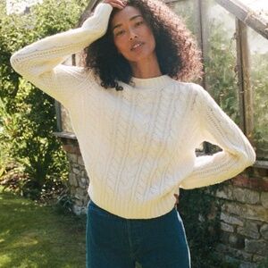 NWT DOEN Cartwright Cable Knit Cashmere Sweater, sz XS